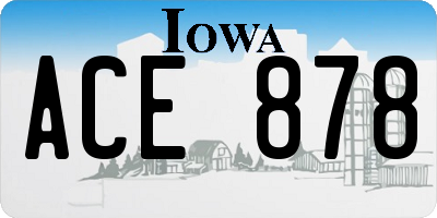 IA license plate ACE878
