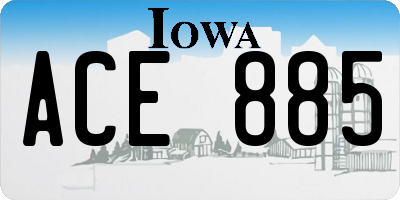 IA license plate ACE885