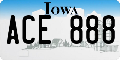 IA license plate ACE888