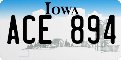 IA license plate ACE894