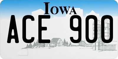 IA license plate ACE900