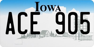 IA license plate ACE905