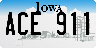 IA license plate ACE911