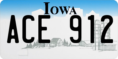 IA license plate ACE912