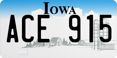 IA license plate ACE915