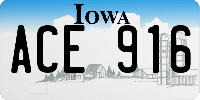 IA license plate ACE916
