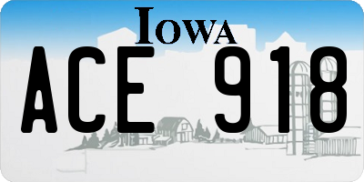 IA license plate ACE918