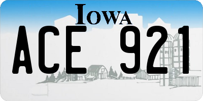 IA license plate ACE921