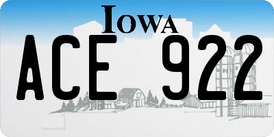 IA license plate ACE922