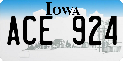 IA license plate ACE924
