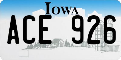 IA license plate ACE926