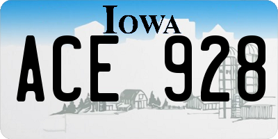IA license plate ACE928