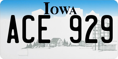 IA license plate ACE929