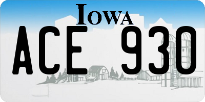 IA license plate ACE930