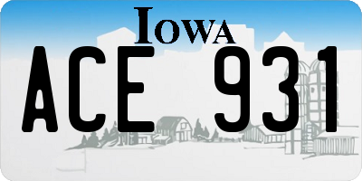 IA license plate ACE931