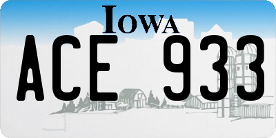 IA license plate ACE933