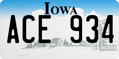 IA license plate ACE934