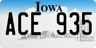 IA license plate ACE935