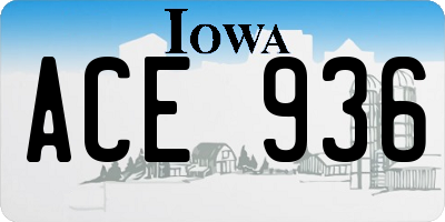 IA license plate ACE936
