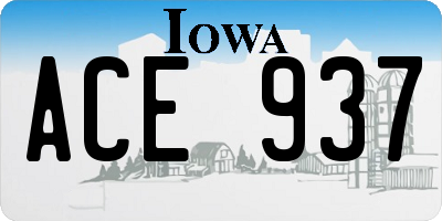 IA license plate ACE937