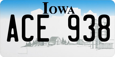 IA license plate ACE938