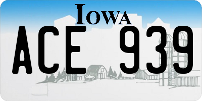IA license plate ACE939