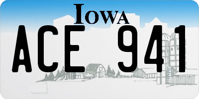 IA license plate ACE941