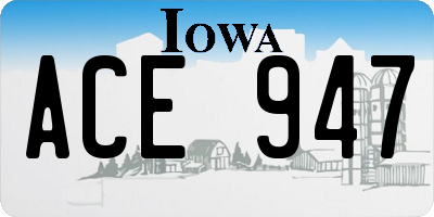 IA license plate ACE947