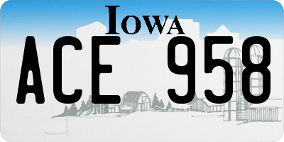 IA license plate ACE958