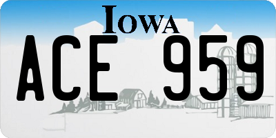 IA license plate ACE959
