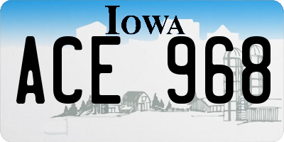 IA license plate ACE968
