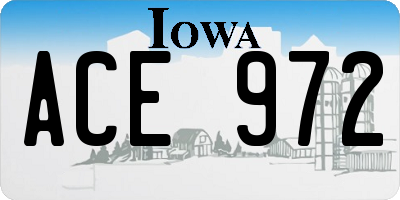IA license plate ACE972