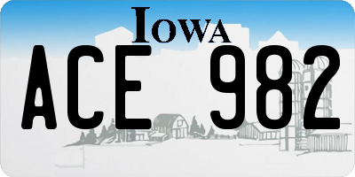 IA license plate ACE982
