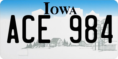 IA license plate ACE984