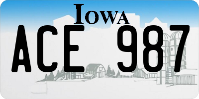 IA license plate ACE987