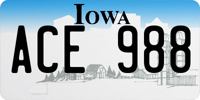 IA license plate ACE988