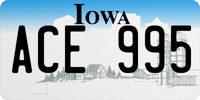 IA license plate ACE995