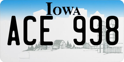 IA license plate ACE998