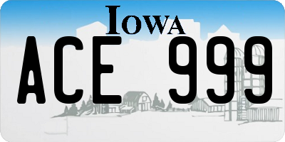 IA license plate ACE999