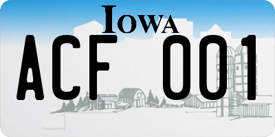 IA license plate ACF001