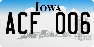 IA license plate ACF006