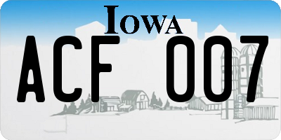 IA license plate ACF007