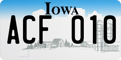 IA license plate ACF010