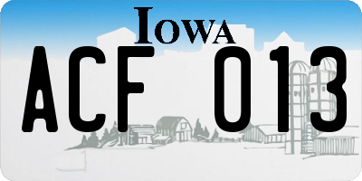 IA license plate ACF013