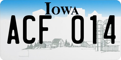IA license plate ACF014