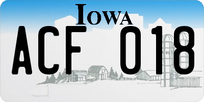 IA license plate ACF018