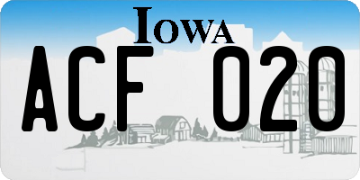 IA license plate ACF020