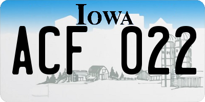 IA license plate ACF022