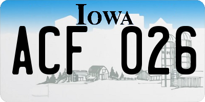 IA license plate ACF026