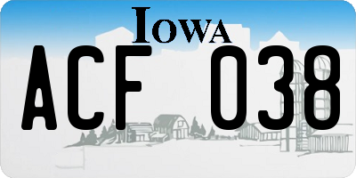 IA license plate ACF038